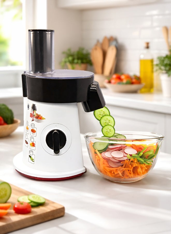 كادي ون قطاعة خضار كهربائية بقوة 200 واط مزودة ب 5 شفرات تقطيع قابلة للتبديل، مبشرة خضار كهربائية مزودة بشفرات من الفولاذ المقاوم للصدأ زر تشغيل سهل الاستخدام - Image 1